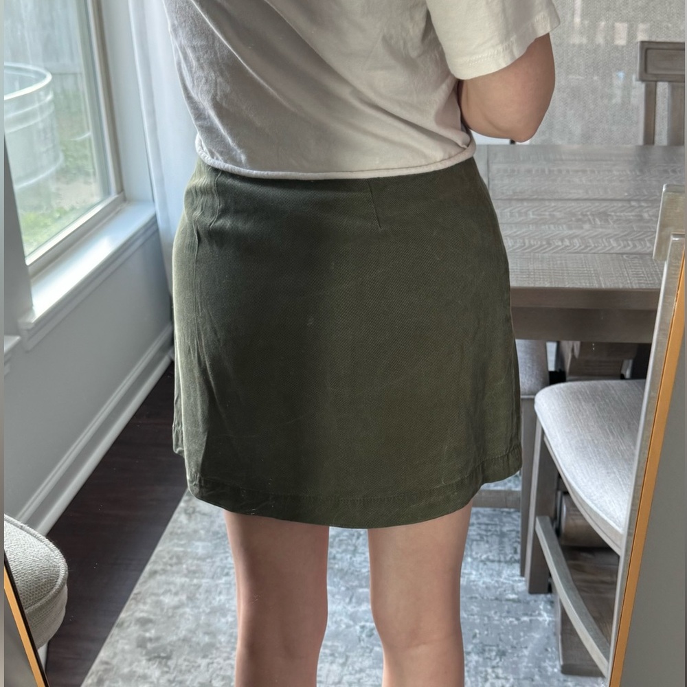 Corduroy Olive Button-Detail Women's Skirt - Picture 8 of 10